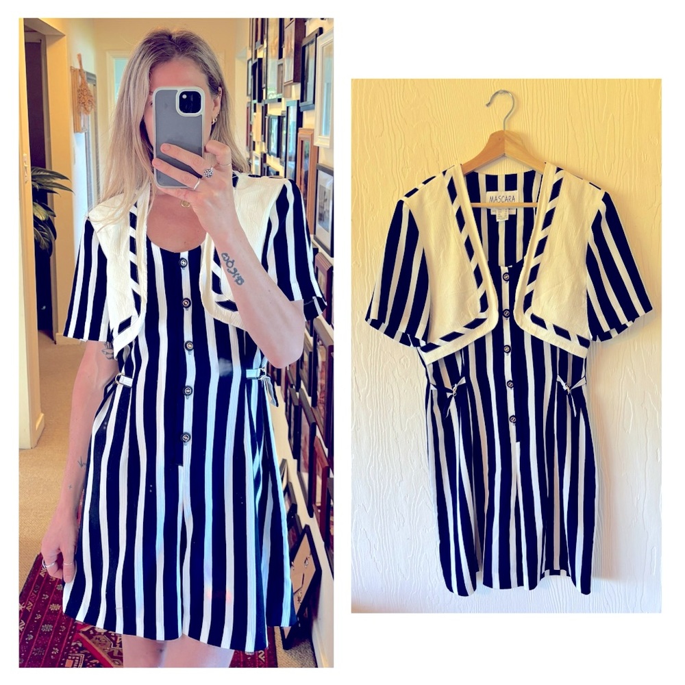 Mascara Navy and White Striped Romper